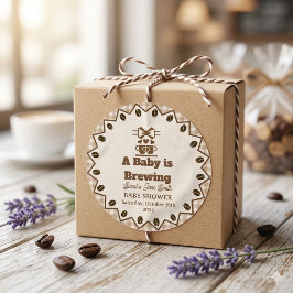 Een Baby Brouwt Gingham Koffie Neutraal Geslacht Ronde Sticker