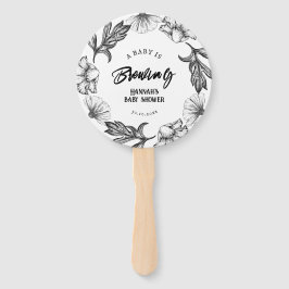 Een baby brouwt Gothic Flower tattoo Baby shower Handwaaier