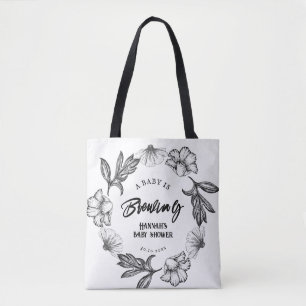 Een baby brouwt Gothic Flower tattoo Baby shower Tote Bag