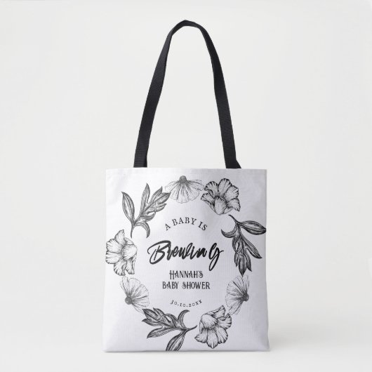 Een baby brouwt Gothic Flower tattoo Baby shower Tote Bag (Voorkant)