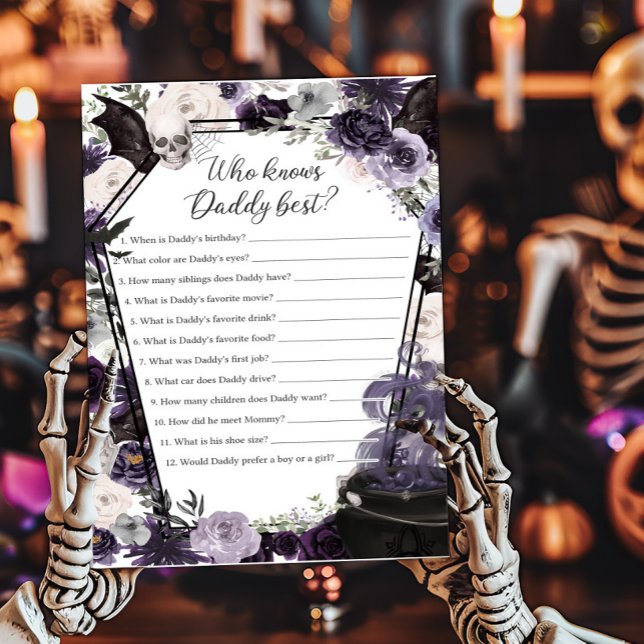 Een Baby brouwt Gothic Wie kent Daddy Best Game (Floral Gothic Coffin A Baby is Brewing Baby Shower Who knows Daddy Best Game)