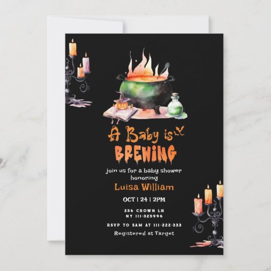 Een baby brouwt gotisch baby shower kaart (Voorkant)