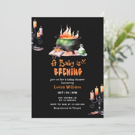 Een baby brouwt gotisch baby shower kaart (Staand voorkant)
