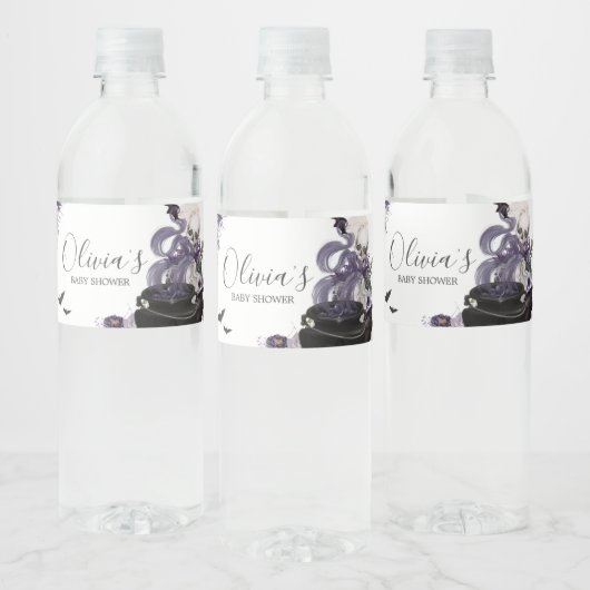 Een Baby brouwt gotisch Halloween Baby shower Waterfles Etiket (Flessen)