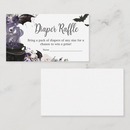 Een Baby brouwt Gotische Halloween Luier Raffle Informatiekaartje (Voorkant / Achterkant)