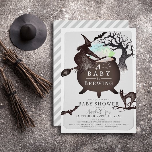 Een Baby brouwt grijs Halloween Baby shower Kaart