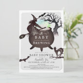 Een Baby brouwt grijs Halloween Baby shower Kaart (Staand voorkant)