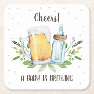 Een baby brouwt groen Cheers gezamenlijke baby sho Kartonnen Onderzetters