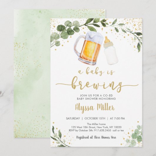Een Baby brouwt groen goud Baby shower Kaart (Voorkant / Achterkant)