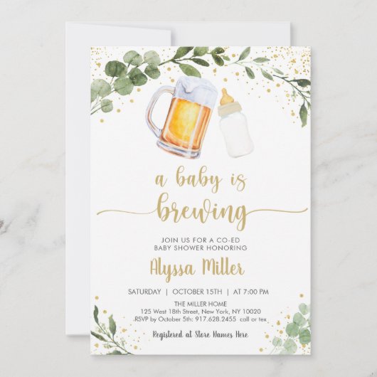 Een Baby brouwt groen goud Baby shower Kaart (Voorkant)