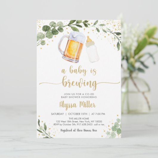 Een Baby brouwt groen goud Baby shower Kaart (Staand voorkant)