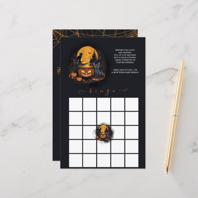 Een Baby brouwt Halloween Baby shower Bingo spel (Voorkant / Achterkant in situ)