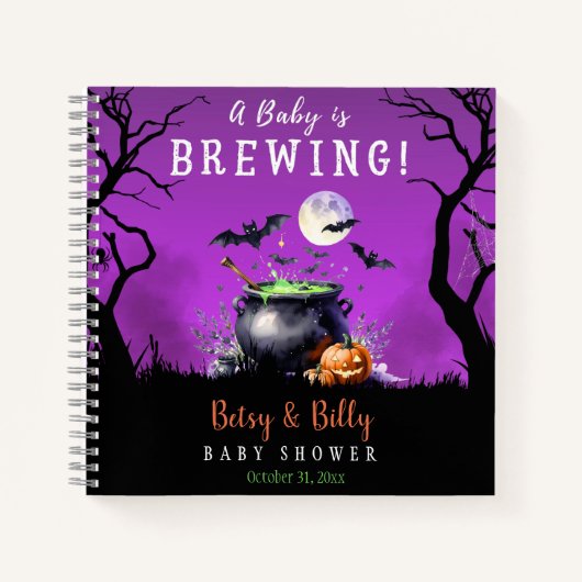 Een Baby brouwt Halloween Baby shower Guess Book Notitieboek (Voorkant)
