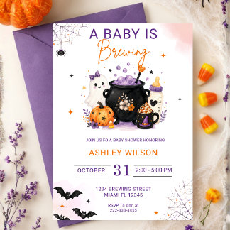 Een Baby Brouwt Halloween Baby Shower Kaart