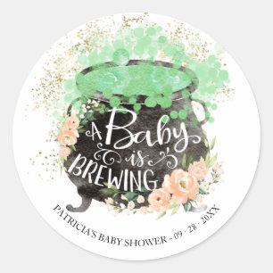 Een Baby Brouwt Halloween Baby Shower Klassiek R Ronde Sticker