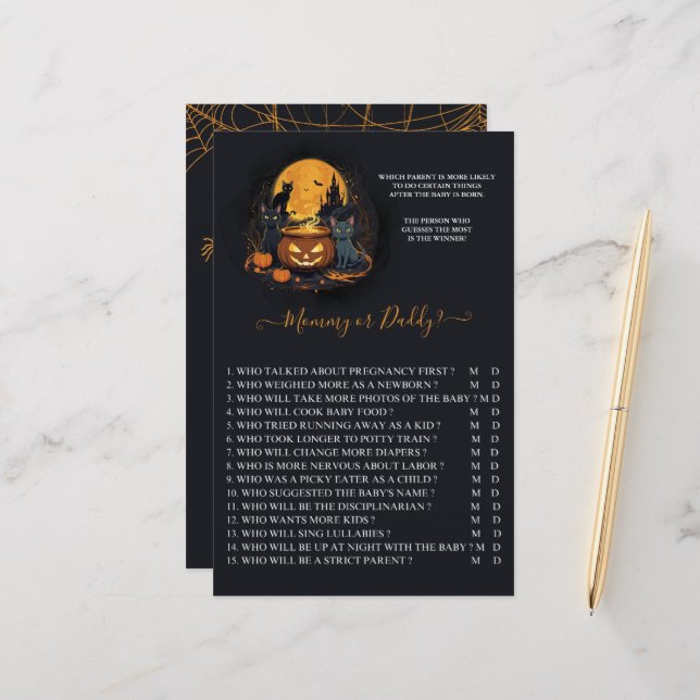 Een Baby brouwt Halloween Baby shower M / D-spel (Voorkant / Achterkant in situ)