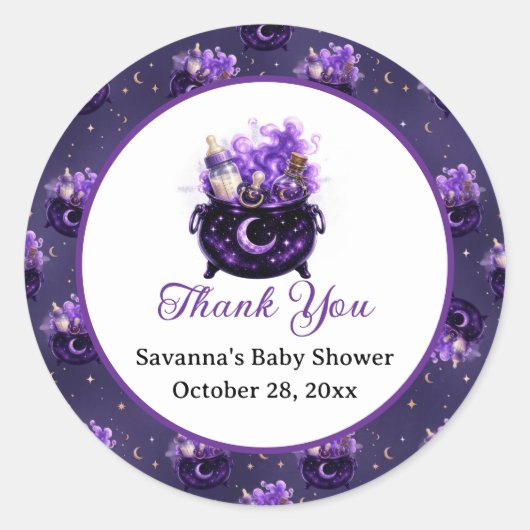 Een Baby Brouwt Halloween Baby Shower Sticker (Voorkant)