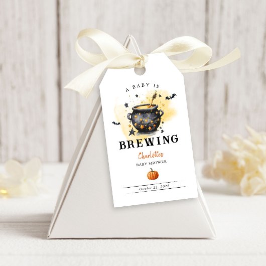 Een Baby brouwt Halloween Cauldron Baby shower Cadeaulabel