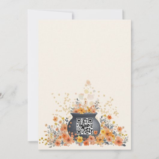 Een Baby brouwt Halloween Floral Baby shower Kaart (Achterkant)