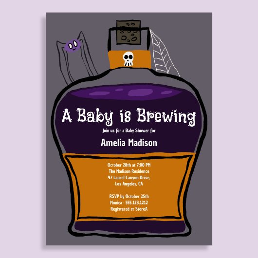 Een Baby Brouwt Halloween Shower Uitnodiging