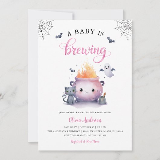 Een Baby brouwt Halloween-uitnodiging Kaart (Voorkant)