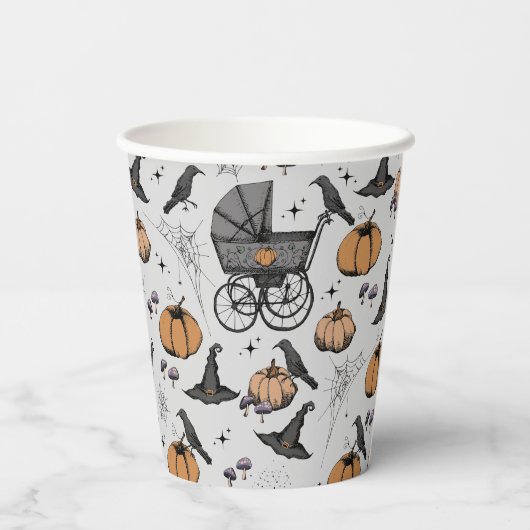 Een Baby brouwt Herfst Baby shower grijs Papieren Bekers (Achterkant)