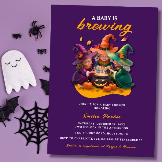 Een Baby brouwt het moderne Halloween Baby shower Kaart