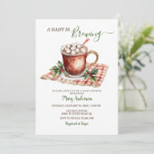 Een Baby brouwt hete cacao maretak Baby shower Kaart (Staand voorkant)