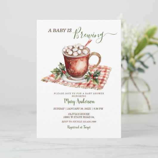 Een Baby brouwt hete cacao maretak Baby shower Kaart (Staand voorkant)