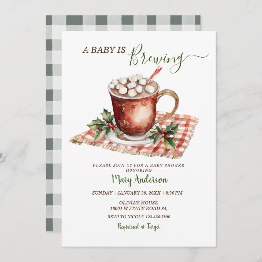 Een Baby brouwt hete cacao maretak Baby shower Kaart (Voorkant / Achterkant)