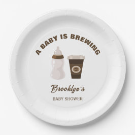 Een Baby brouwt koffie Baby shower bruin wit Papieren Bordje