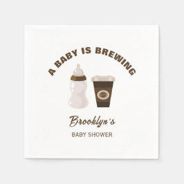 Een Baby brouwt koffie Baby shower bruin wit Servet