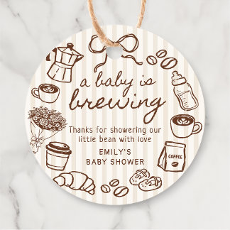 Een baby brouwt koffie Baby Shower Favor Tags Bedankjes Labels