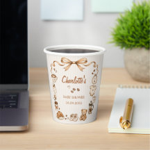 Een baby brouwt koffie Baby Shower Papieren Beker
