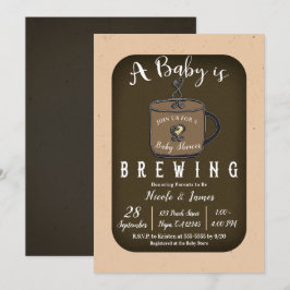 Een baby brouwt koffie Cafe jongen meisje shower Kaart