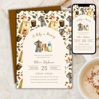 Een baby brouwt koffie Espresso babyfeest 