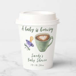 Een Baby Brouwt Koffie Fopspeen Boog Baby Shower Papieren Bekers