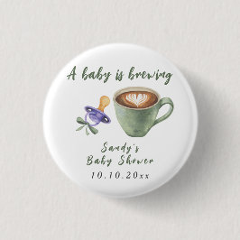 Een Baby Brouwt Koffie Fopspeen Boog Baby Shower Ronde Button 3,2 Cm