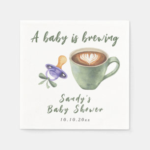 Een Baby Brouwt Koffie Fopspeen Boog Baby Shower Servet