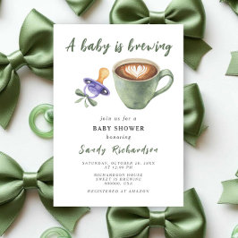 Een baby brouwt koffie fopspeen strik baby shower kaart
