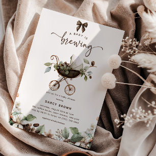 Een Baby Brouwt Koffie Kinderwagen Baby Borrel Kaart