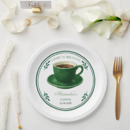 Een Baby Brouwt Koffie Kop Baby Shower Papieren Bordje