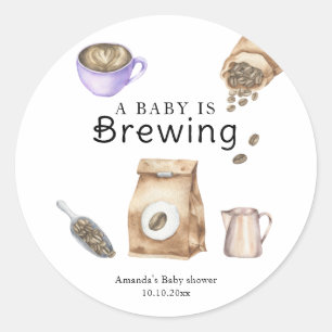 Een baby brouwt koffie Kopje baby shower Ronde Sticker