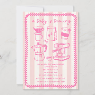 Een Baby Brouwt Koffie Meisje Roze Babyfeestje Kaart