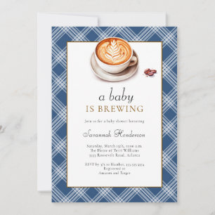 Een Baby Brouwt Koffie Mok Blauwe Baby Shower Kaart