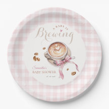 Een baby brouwt koffie roze strik baby shower