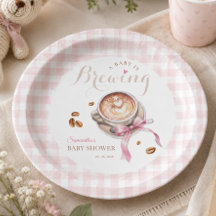 Een baby brouwt koffie roze strik baby shower