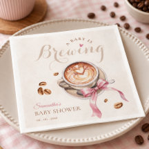 Een baby brouwt koffie roze strik baby shower