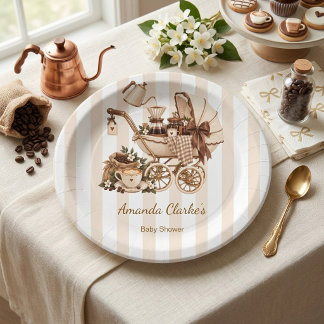 Een baby brouwt koffie Rustic babyshower  Papieren Bordje