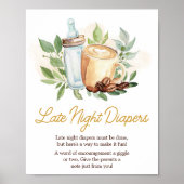 Een Baby brouwt koffie 's avonds laat luiers Poster (Voorkant)